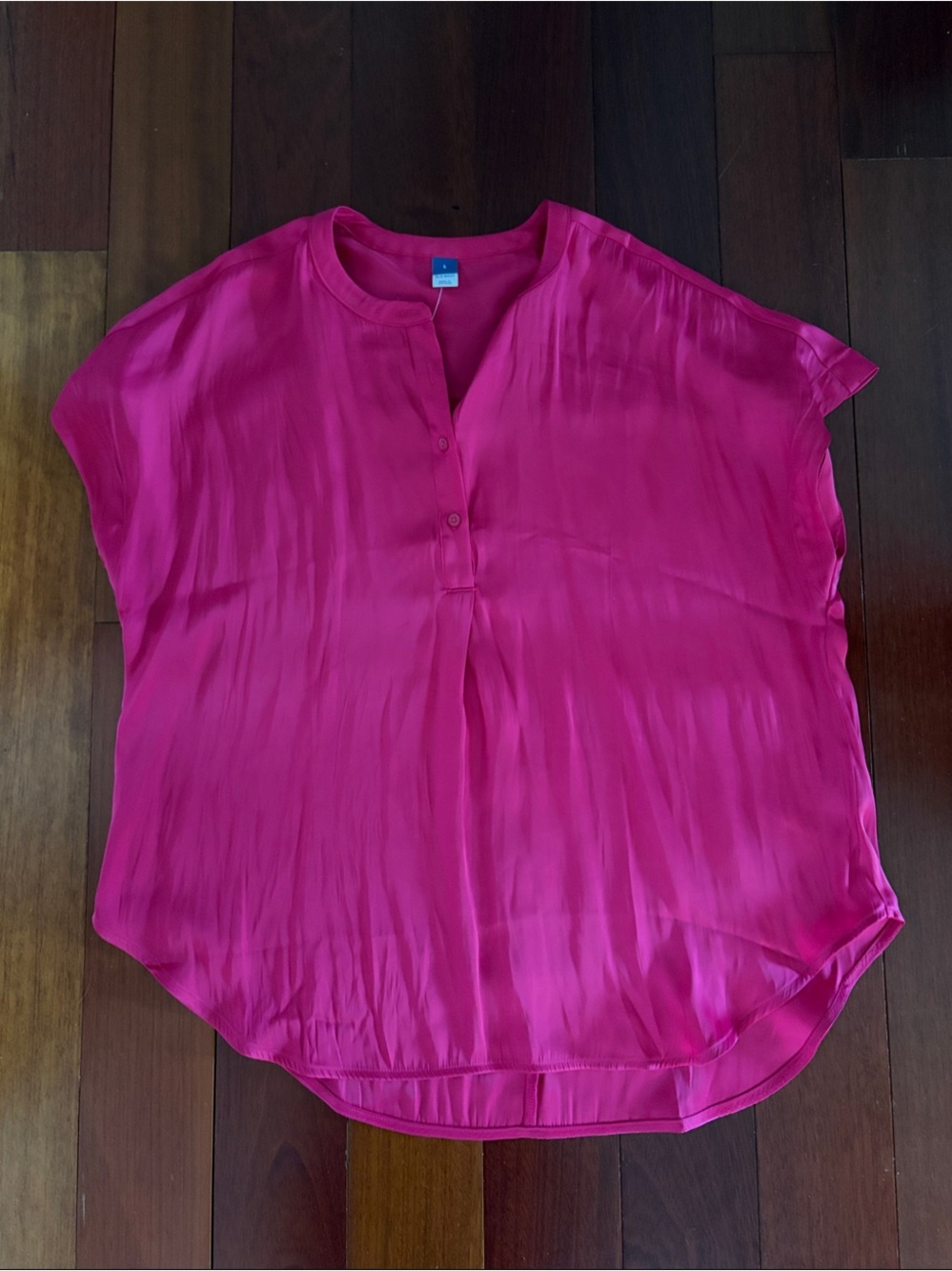 Old Navy Bright Fuchsia Short-Sleeve Button Henley Tunic